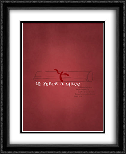 12 Years a Slave 28x34 Black Ornate Wood Framed Movie Poster with Double Matting
