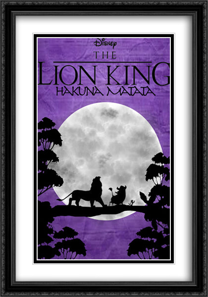 The Lion King 28x40 Black Ornate Wood Framed Movie Poster with Double Matting