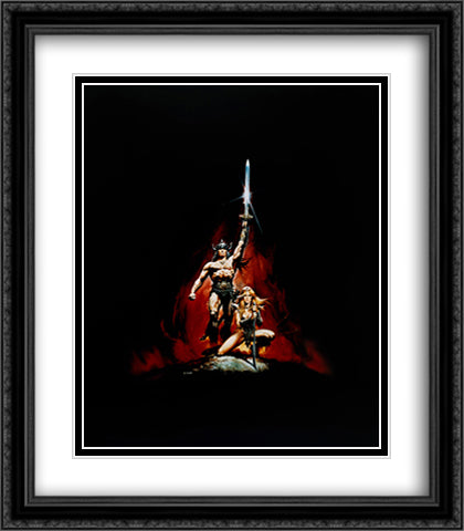 Conan the Barbarian 28x32 Black Ornate Wood Framed Movie Poster with Double Matting