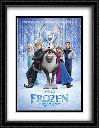 Frozen 28x36 Black Ornate Wood Framed Movie Poster with Double Matting