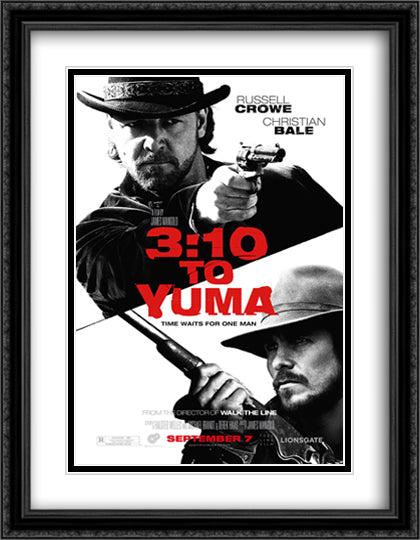 3:10 to Yuma 28x36 Black Ornate Wood Framed Movie Poster with Double Matting