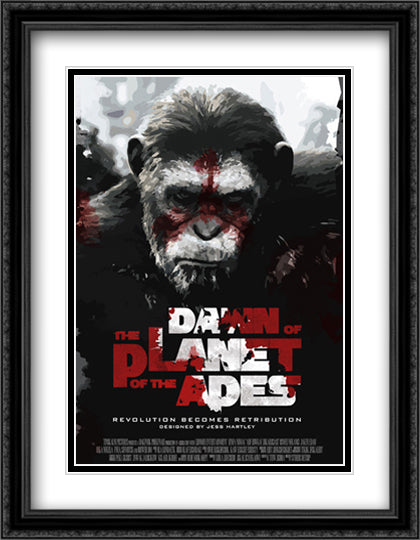 Dawn of The Planet of The Apes 28x36 Black Ornate Wood Framed Movie Poster with Double Matting