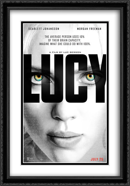 Lucy 28x40 Black Ornate Wood Framed Movie Poster with Double Matting
