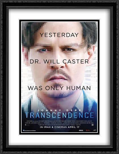 Transcendence 28x36 Black Ornate Wood Framed Movie Poster with Double Matting