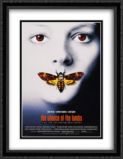 The Silence of the Lambs 28x36 Black Ornate Wood Framed Movie Poster with Double Matting