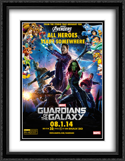 Guardians of the Galaxy 28x36 Black Ornate Wood Framed Movie Poster with Double Matting
