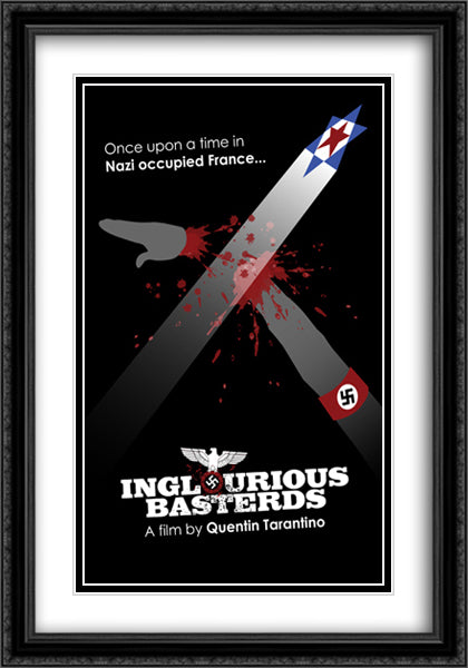 Inglourious Basterds 28x40 Black Ornate Wood Framed Movie Poster with Double Matting