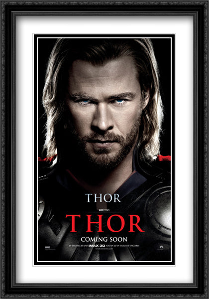 Thor 28x40 Black Ornate Wood Framed Movie Poster with Double Matting