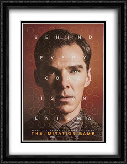 The Imitation Game 28x36 Black Ornate Wood Framed Movie Poster with Double Matting
