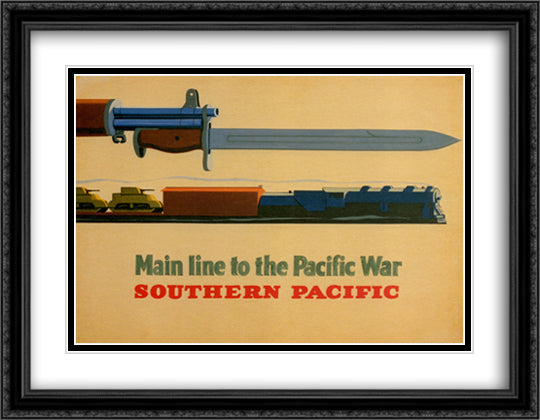 Main Line to the Pacific War 36x28 Black Ornate Wood Framed Movie Poster with Double Matting