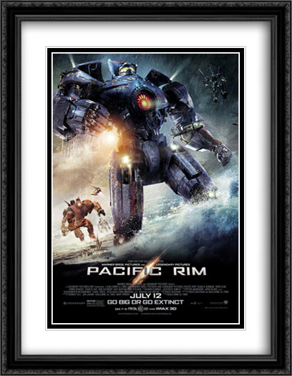 Pacific Rim 28x36 Black Ornate Wood Framed Movie Poster with Double Matting