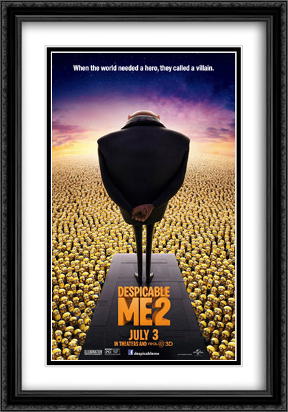 Despicable Me 2 28x40 Black Ornate Wood Framed Movie Poster with Double Matting