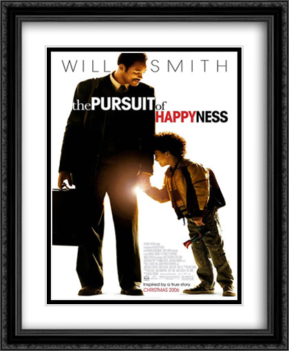The Pursuit of Happyness 28x34 Black Ornate Wood Framed Movie Poster with Double Matting