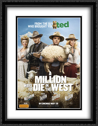 Million Ways to Die in the West 28x36 Black Ornate Wood Framed Movie Poster with Double Matting