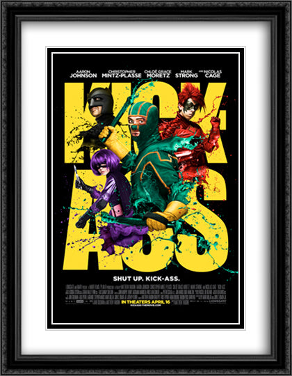 Kick Ass 28x36 Black Ornate Wood Framed Movie Poster with Double Matting