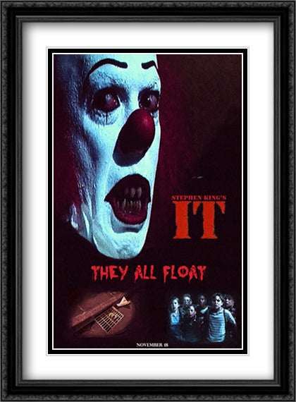 Stephen King's IT 28x38 Black Ornate Wood Framed Movie Poster with Double Matting