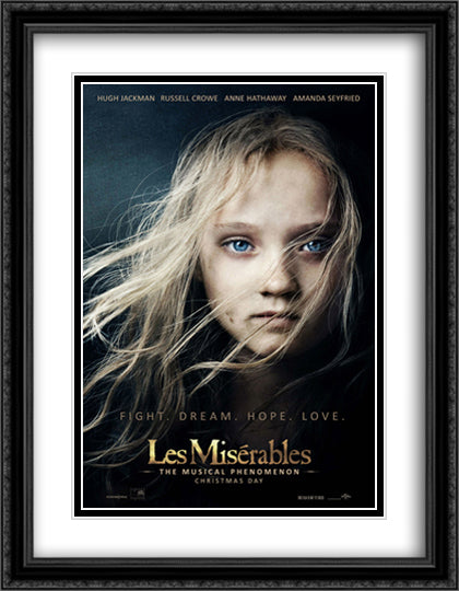 Les Miserables 28x36 Black Ornate Wood Framed Movie Poster with Double Matting