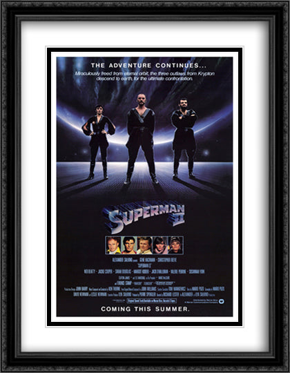 Superman III 28x36 Black Ornate Wood Framed Movie Poster with Double Matting