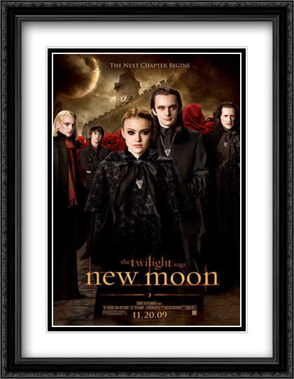 The Twilight Saga New Moon 28x36 Black Ornate Wood Framed Movie Poster with Double Matting