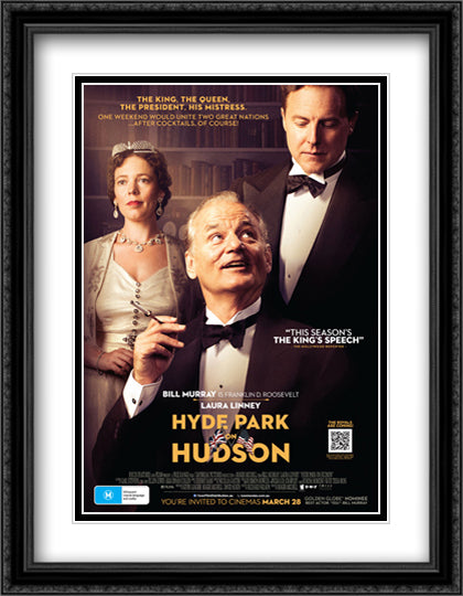 Hyde Park on Hudson 28x36 Black Ornate Wood Framed Movie Poster with Double Matting