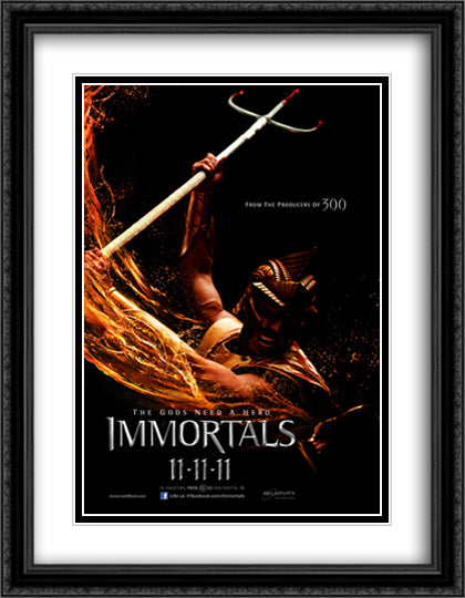 Immortals 28x36 Black Ornate Wood Framed Movie Poster with Double Matting