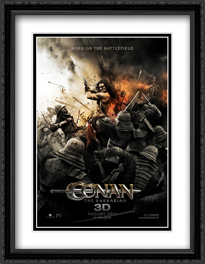 Conan the Barbarian 28x36 Black Ornate Wood Framed Movie Poster with Double Matting