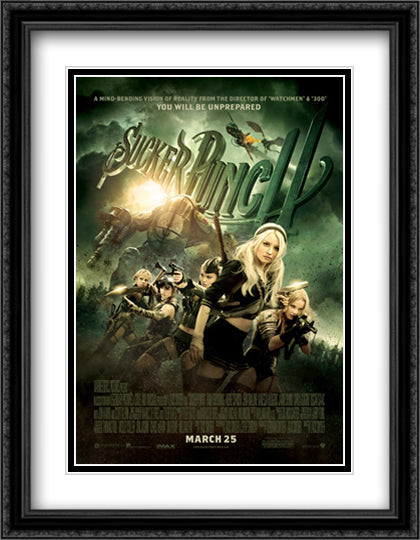 Sucker Punch 28x36 Black Ornate Wood Framed Movie Poster with Double Matting