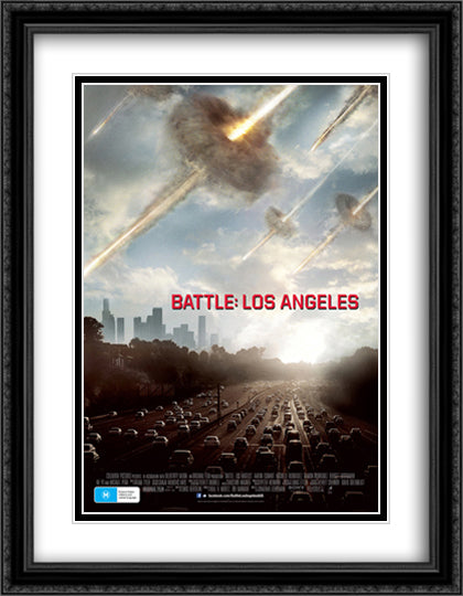 Battle Los Angeles 28x36 Black Ornate Wood Framed Movie Poster with Double Matting