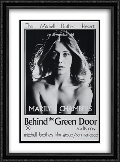 Behind the Green Door 28x38 Black Ornate Wood Framed Movie Poster with Double Matting