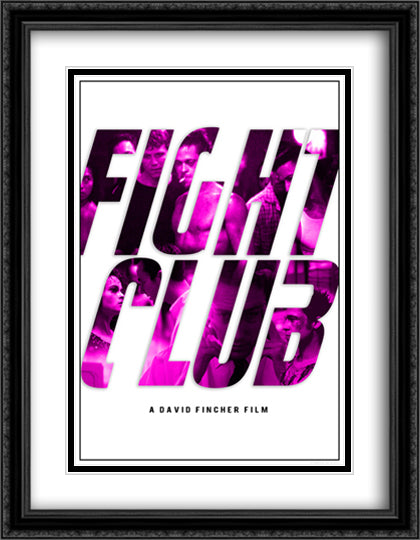Fight Club 28x36 Black Ornate Wood Framed Movie Poster with Double Matting