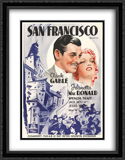 San Francisco 28x36 Black Ornate Wood Framed Movie Poster with Double Matting