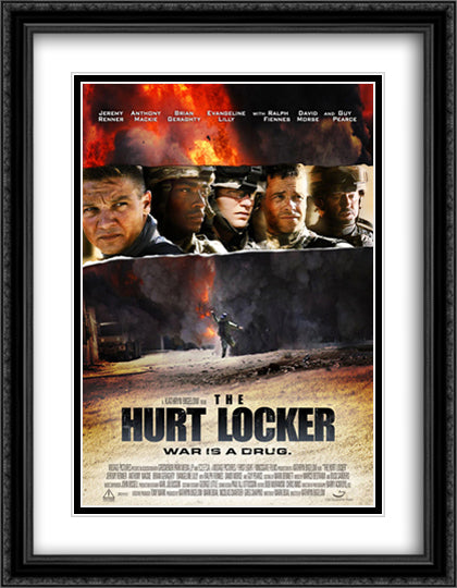 The Hurt Locker 28x36 Black Ornate Wood Framed Movie Poster with Double Matting