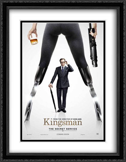 Kingsman The Secret Service 28x36 Black Ornate Wood Framed Movie Poster with Double Matting