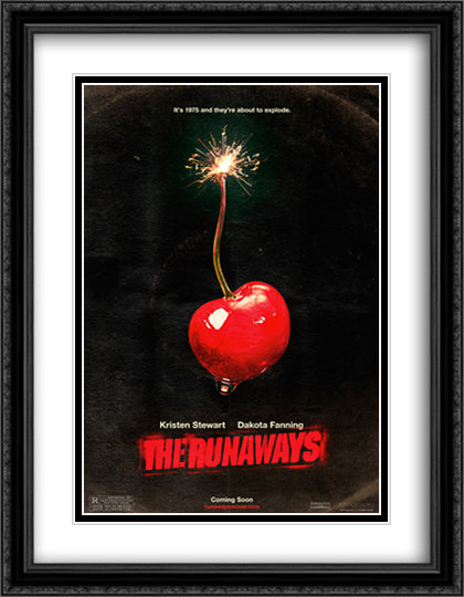 The Runaways 28x36 Black Ornate Wood Framed Movie Poster with Double Matting