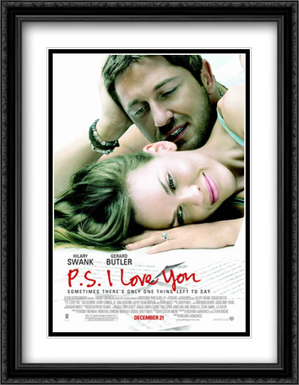 P.S. I Love You 28x36 Black Ornate Wood Framed Movie Poster with Double Matting