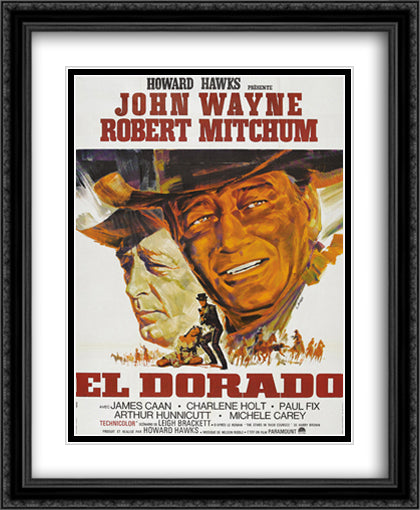 El Dorado 28x34 Black Ornate Wood Framed Movie Poster with Double Matting