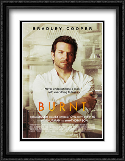 Burnt 28x36 Black Ornate Wood Framed Movie Poster with Double Matting