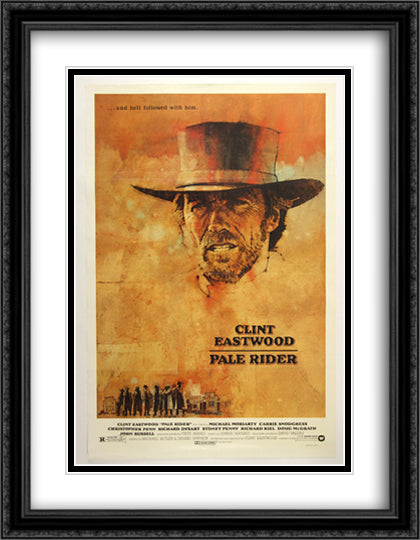 Pale Rider 28x36 Black Ornate Wood Framed Movie Poster with Double Matting