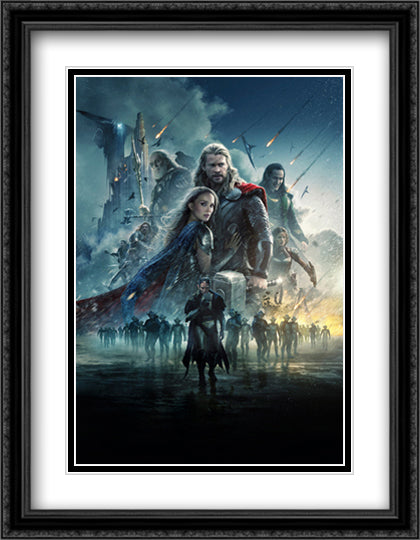 Thor 28x36 Black Ornate Wood Framed Movie Poster with Double Matting