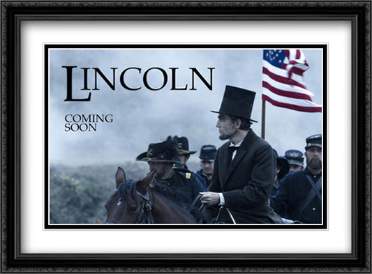 Lincoln 38x28 Black Ornate Wood Framed Movie Poster with Double Matting