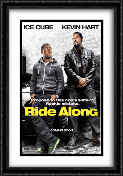 Ride Along 28x40 Black Ornate Wood Framed Movie Poster with Double Matting