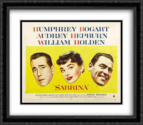 Sabrina 28x28 Black Ornate Wood Framed Movie Poster with Double Matting