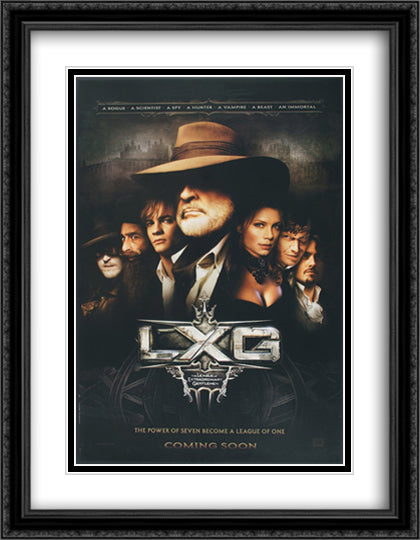 League of Extraordinary Gentleman 28x36 Black Ornate Wood Framed Movie Poster with Double Matting