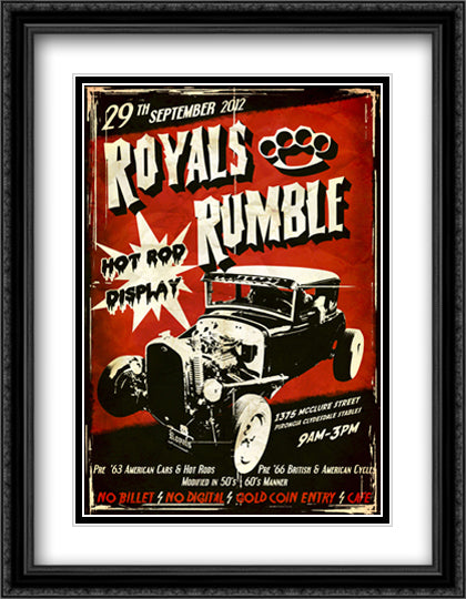 Royals Rumble 28x36 Black Ornate Wood Framed Movie Poster with Double Matting