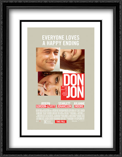 Don Jon 28x36 Black Ornate Wood Framed Movie Poster with Double Matting
