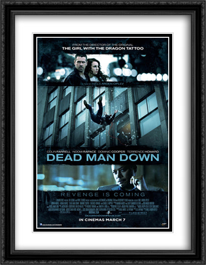 Dead Man Down 28x36 Black Ornate Wood Framed Movie Poster with Double Matting