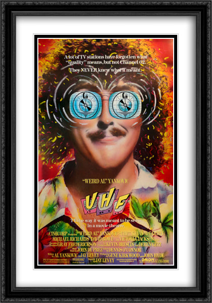 UHF 28x40 Black Ornate Wood Framed Movie Poster with Double Matting