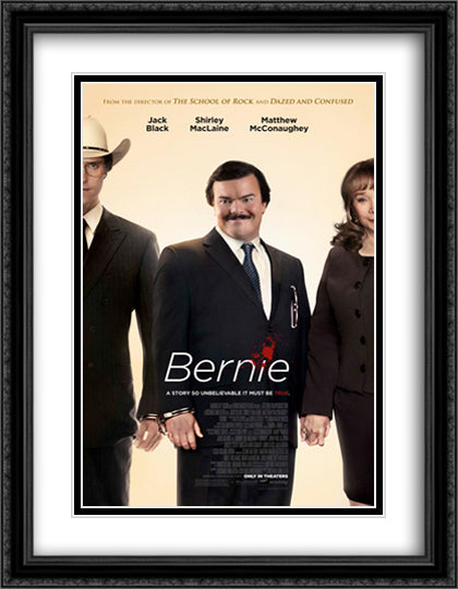 Bernie 28x36 Black Ornate Wood Framed Movie Poster with Double Matting