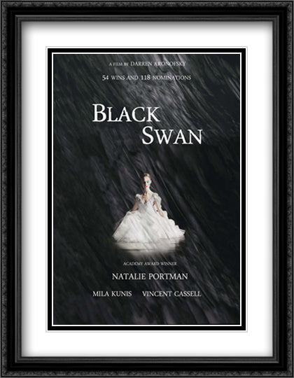 Black Swan 28x36 Black Ornate Wood Framed Movie Poster with Double Matting