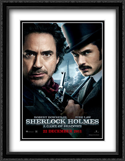 Sherlock Holmes 28x36 Black Ornate Wood Framed Movie Poster with Double Matting
